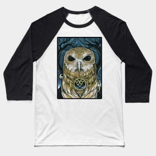 Owl Guardian of The Woods -Black Outlined Version Baseball T-Shirt